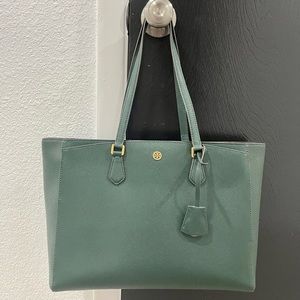 Tory Burch Robinson Pine Green Tote - Large